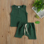 Conyson hot sale 100% Cotton Summer Children Tank Top Pocket Shorts Toddler Infant Baby Clothes Outfits Boys Kids Clothing Sets