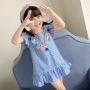 wholesale 2021 Summer Popular striped Round neck Ruffle Fly Sleeve parent-child clothes baby Girls Tassel Dress