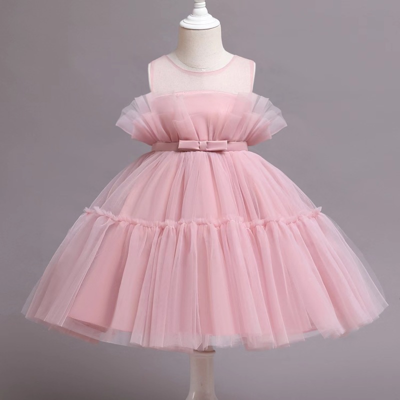 Conyson Wholesale Mesh Children Girls Formal Evening Dress Ball Gown Kid Girls Princess Party Fancy Tutu Dresses
