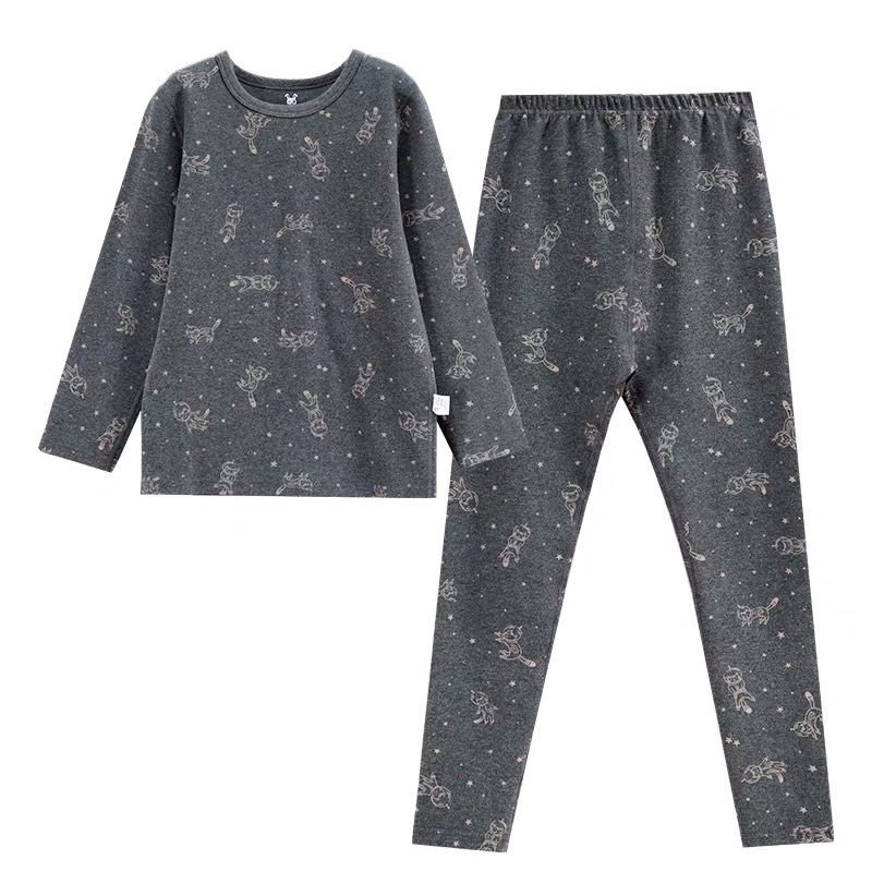 Children warm clothes cotton comfortable fabric unisex kids plain pajamas boys sleepwear