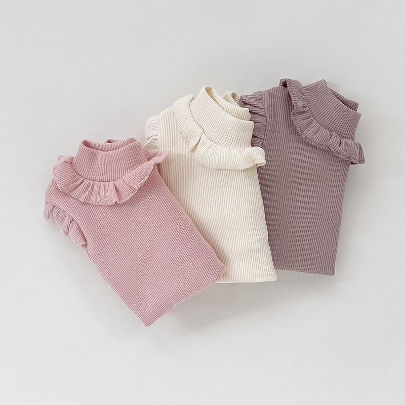 Conyson New Baby Korean Clothes Cotton Cute Pleated Ruffle Collar Long-Sleeved T-shirt Girl Sweet Princess Slim Legging Baby Set