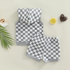 Conyson summer kids bulk wholesale korea fashion design baby boy hoodie shorts cotton clothing suit casual 2 pieces clothes set