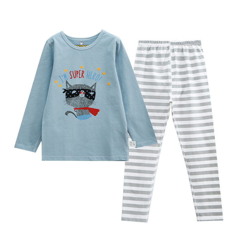 High Quality Knitted Breathable Anti-Static Cartoon Custom Cotton Two Piece Pajama Set