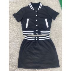 hot sale fashion summer logo Customized women Baseball two pieces jacket Sportswear suit button clothing adult short clothes set