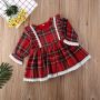 Christmas Girls Red Dress Toddler Baby Kid Girls Lace Ruffles Tutu Party Dress Plaid Xmas Costumes Children Clothes