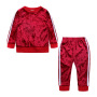 Factory Customized Long-sleeved Children's Girls' Sports Suit Clothing Two-piece Warmth Gold Velvet Girls Suit