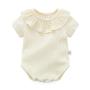 Conyson Factory Supply Square Collar solid color toddler Baby Girls' Ruffle Rompers short sleeve clothing Baby Clothes Newborn