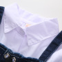 Casual Girl Child Dress Denim Sling Vest White Shirts Solid Kids Girl Outfits Long Sleeve