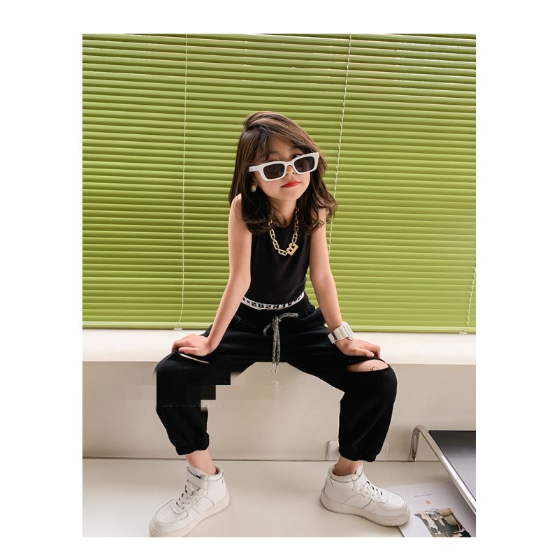 Conyson hot sale boutique summer korean fashion children clothes vest Infant baby Children's Girls casual Kids wear Clothing Set