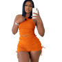 Bulk New Design Shirring 2 Piece Set Workout Summer 2023 Puff Short Cozy Women Jogger Matching Street Sets Women Sexy  Sets