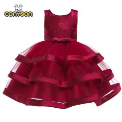 European Style Children Clothing Girl Wedding Dress Kids Lovely Birthday Party Tutu Dresses For Girls Sleeveless