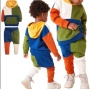 Conyson Wholesale Custom Autumn Winter Long Sleeves Patchwork Fleece Unisex Logo Sports Tracksuit Hoodies Kids Clothes Sets Plus