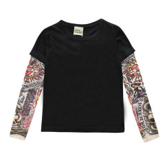 Conyson Bulk Custom Logo Unisex Children's Spring Boy T-shirts Vest Long-sleeved Splicing Hip Pop Style Tattoo Arm Boy Shits