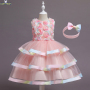 Conyson high quality ins boutique summer sleeveless floral Baby Birthday tie-dye polyester Kid Girl elegant Princess Party Dress