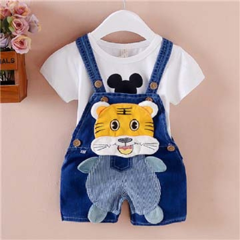 Conyson Summer Fashion Infants Girls Clothing Boy Print Pants Casual Cartoon Cloth Jeans Baby Denim Short Overalls trousers