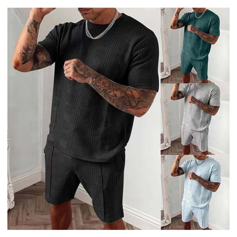 2023 Custom Logo Summer Wholesale Fashion Casual Designer Shorts And Shirt Sweatsuit  Street Wear Two Pieces Men Jogger Sets