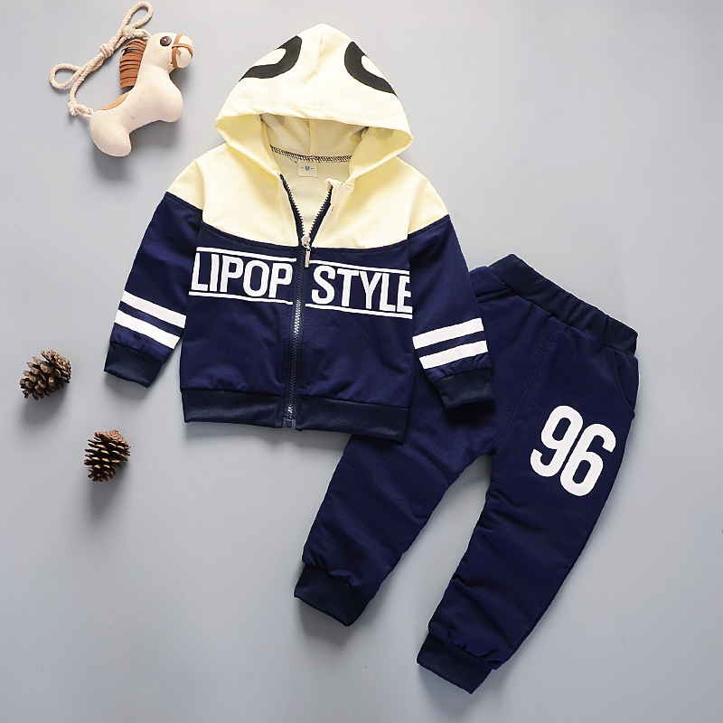 Conyson Wholesale Cotton Spring Unisex Stripe Casual Long Sleeve Zip Sweatsuit Boutique Baby Boys' Clothing 2 pcs Sets