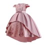 High Quality Formal Trailing Birthday Puff Sleeve Knee-Length Party Wear Flower Dress Girl