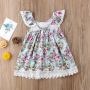 Conyson Hot Sale Ruffle Vintage Floral Print Summer Kids Clothes Baby Girls Party Casual Beach Holiday Outfit Fly-sleeve Dress