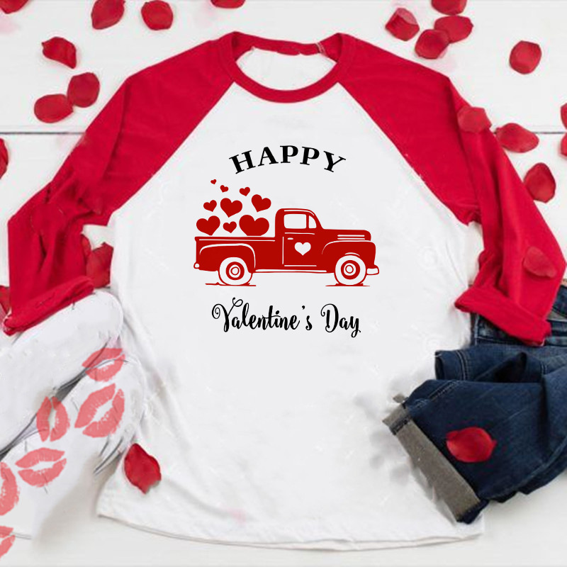 Conyson 2022 Daddy's Little Valentine Kids Girl Boys Clothing Tops Red Love Heart Long Sleeve Print Girls Blouses&Shirts Outfit