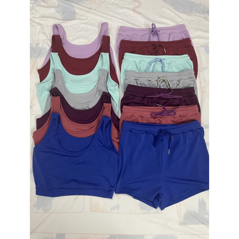 Conyson 2022 Custom Summer Outfits Women Clothing 2 Piece Set Crop Tank Top Jogger Biker Lounge Wear Two Piece Shorts set