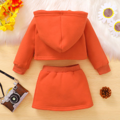 Fashion toddler girls clothes sets 1-5T kids solid hoodies long sleeve pullover tops baby girl A-Line skirt 2pcs set