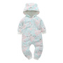 New Style Winter Warm Baby Clothes Long Sleeve Flannel Bodysuit Animals Pattern Hooded Romper