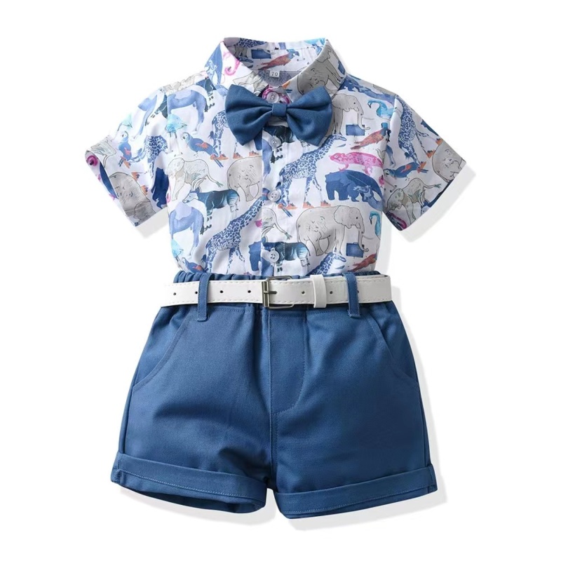 Conyson Stocks Lots Wholesale Europeon Style Summer Short Sleeve Cotton New Fashion Casual 2 Piece Children Boys Set Clothes