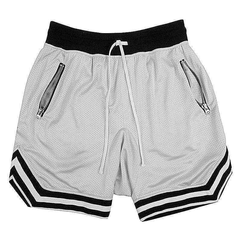Men's plus basketball Running Cargo shorts with net Homme Streetwear Custom zip pockets Gym Sports Men's Elastic Waist Shorts
