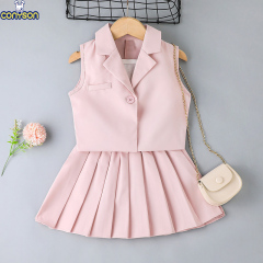 Conyson wholesale summer new arrival Latest Design Baby Girl hot sale elegant simple dresses 3-8 years cute party girl dress