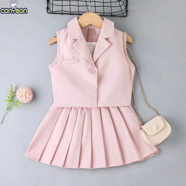 Conyson wholesale summer new arrival Latest Design Baby Girl hot sale elegant simple dresses 3-8 years cute party girl dress