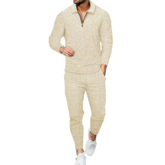 Wholesale Spring 2023 Designer Custom Logo Solid Long Sleeve Street men's sports leisure long-trousers two-piece men Set