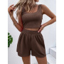 2023 Summer Custom Logo Workout Top And Shorts Sexy Fitness Urban Leisure Women Matching Tracksuit Clothing 2 Piece Set