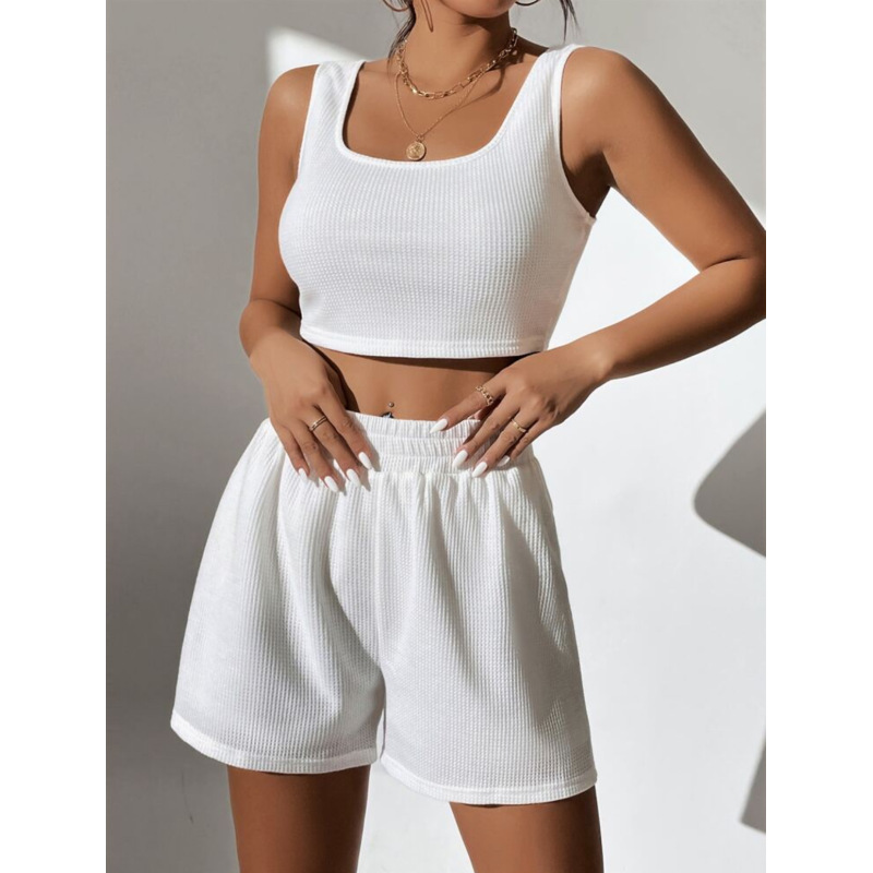 2023 Summer Custom Logo Workout Top And Shorts Sexy Fitness Urban Leisure Women Matching Tracksuit Clothing 2 Piece Set