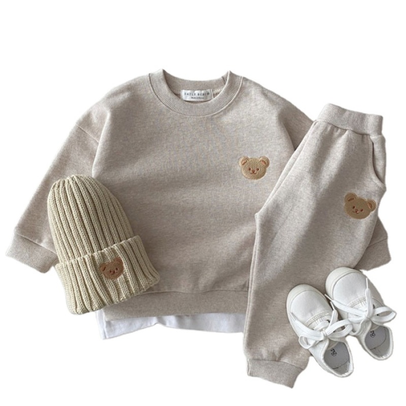 Winter Cotton Wholesale Long Sleeve Top Pullover Casual girls Children Clothing Baby Clothing Apparel Set kids clothes suits