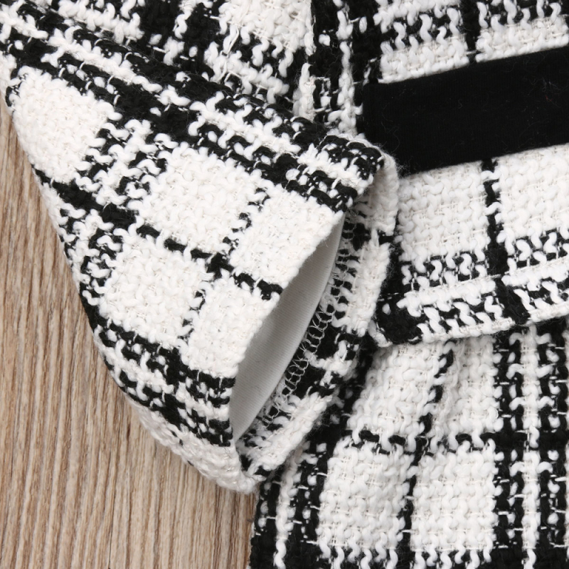 Autumn Winter Party Kids Clothes For Baby Girl Fashion Pageant Plaid Coat Tutu Dress Outfits Suit Toddler Girl Clothing Set