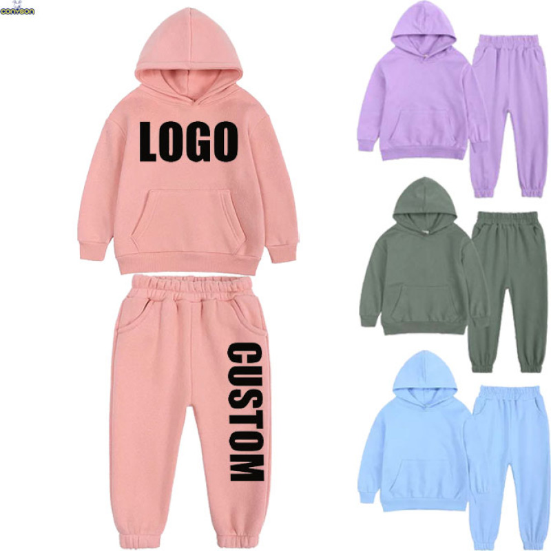 Conyson wholesale Casual Outdoor Kids designer clothes Suit Customize logo made Boys Girls 2Pcs Unisex children clothing Sets