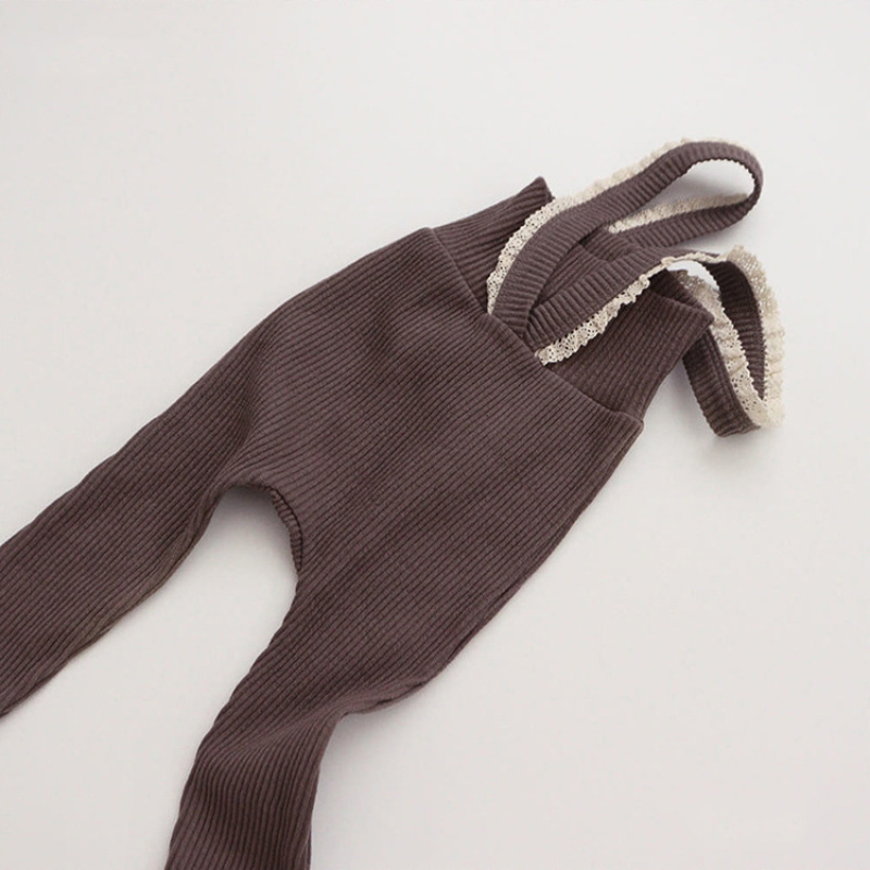 Conyson stockings suspenders style kids clothing organic cotton pants warm knitting kids nonsexual pants with bow tie Jumpsuit