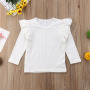 Conyson Wholesale New Toddler Kids Baby Girls Autumn Clothes Tops Long Sleeve Pullover Ruffles Solid Cotton T-Shirts Tops Outfit