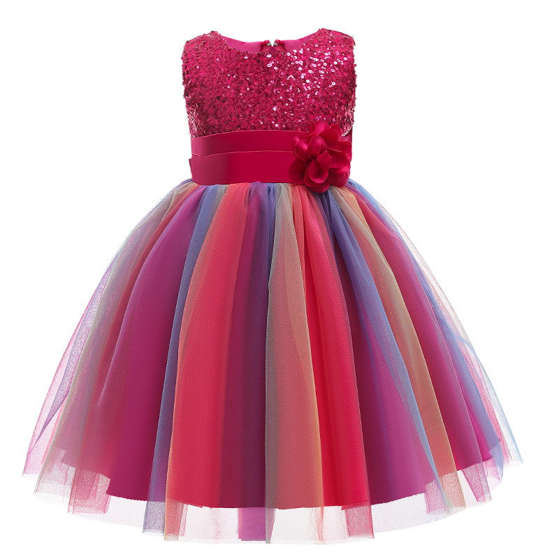 Girl Sequin Tutu Girl Performance Party Princess Dress Gauze Wedding Dress Flower Baby Girl Dress