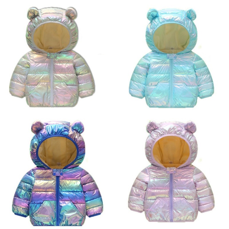 Conyson rts fashion New Design Girls Winter Hoodie tie-dye Children's Cute bear Ears Hooded clothing Girls Winter down jacket