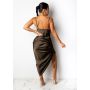 Conyson Hot Sale Fashion Summer Dress Drawstring Spaghetti Straps Backless Long Lady Sexy Dresses for Women Party Sexy Solid