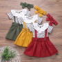 Summer new pretty baby short sleeved top jean strap skirt clothing set baby girl fashion  clothes outfits