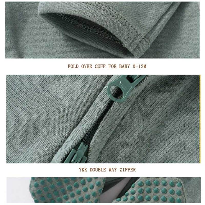 Conyson autumn fashion designer custom logo 100% Organic Cotton Solid New Born Baby Footed Pajamas