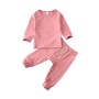 Conyson Wholesale Spring Cotton Long Sleeve Pants Solid Soft Cotton Infant Toddler Boy Clothes Suits Baby Girls Casual Suits