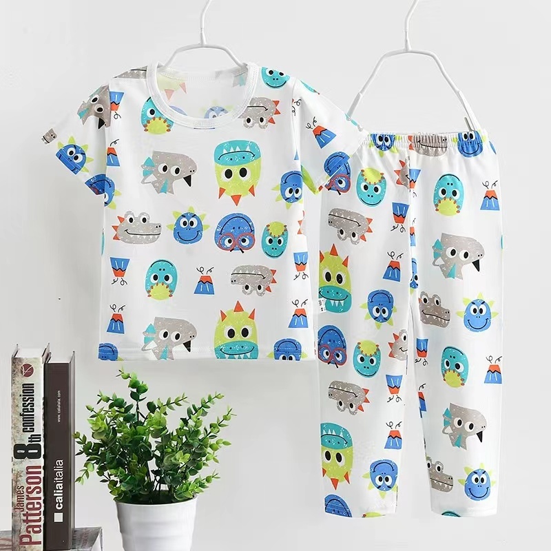 Conyson High Quality Korean Style Spring Summer Cotton Kids Pyjama Sets Boys Girls Short Sleeve Two Pieces Clothes