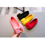 Conyson hot sale fashion boutique child slip on overshoes rubber bottom baby girl princess bowknot flannelette pure color shoes