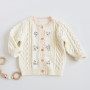 New Style Baby Girl Winter Sweaters Round Neck Lace Multicolor Flower Knitted Cardigan Sweater Designs For Girls