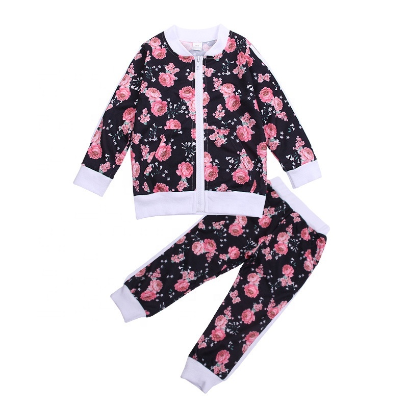 Factory Supply Wholesale cotton baby Tracksuit little Girl Clothes Set Long Sleeve Sweatshirt Children'S Suit kids clothing