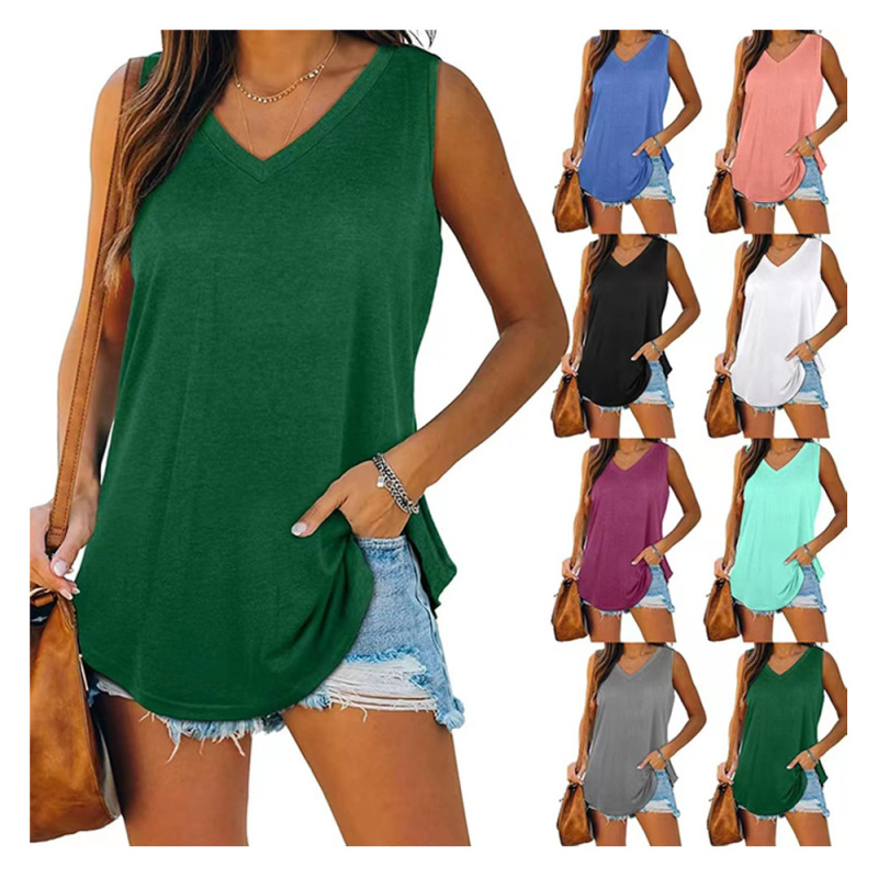 Conyson New Style Stock Lots European Style Plus Size Oversized Polyester Women's Perfect Clothing Sexy Sleeveless T-shirts